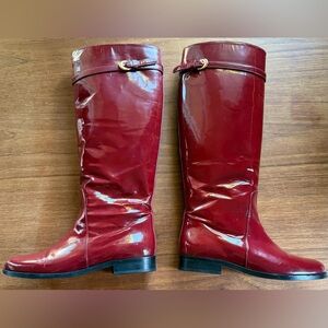 STAUD Glossy Burgundy Over-the-Knee Riding Boots